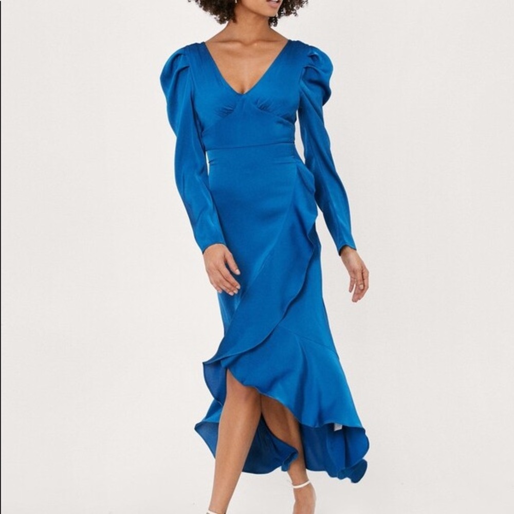 Frill Detail Dipped Hem Maxi Dress